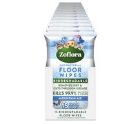 Zoflora Mountain Air Floor Wipes, Multi-Surface Antibacterial, 180 Count