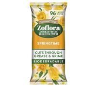 Zoflora Springtime Biodegradable Wipes, Antibacterial Multi-Surface Cleaning Wipes, Kills 99,9% Of Bacteria & Viruses, Convenient, Quick Cleaning, 1 Pack (96 Sheets)