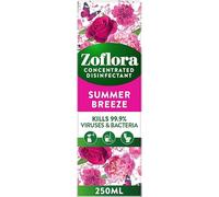 Zoflora Summer Breeze Concentrated Disinfectant Liquid, 1 x 250ml, Light & Fresh Floral Scent, Antibacterial & Multi-Surface Cleaner, Kills 99.9% of Bacteria & Viruses.