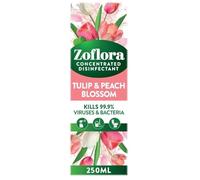 Zoflora Tulip & Peach Blossom Disinfectant, 250ml, 3-in-1 Multipurpose Cleaner, Kills 99.9% Bacteria & Viruses