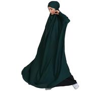Zofocy Women's One-Piece Muslim Abaya Dubai Islam Hijab Robe Solid Lady Prayer Hoodied African Dress, dunkelgrün, One size