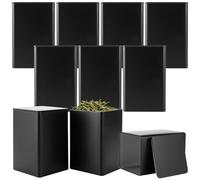 ZOFUN 10 Classic Square Tea Canisters for Loose Tea, Tea Storage Jars, Tea Storage Containers, Metal Aroma Density, Tea Storage Spice Jars (Black, 8.5 x 8.5 x 13 cm)