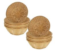 ZOFUN 12 Pcs Bamboo Bread Baskets for Table, 20 cm Round Bread Basket Woven, Firm & Non-toxic Restaurant Breads Baskets, Vintage & Stackable Food Baskets for Kitchen Tables Restaurant Display