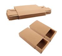 ZOFUN 20 Pcs Kraft Gift Boxes, 17 x 10 x 4 cm Krafts Drawer Box Smooth Put & Push, Hardboard Kraft Paper Drawers Boxes, Empty Paper Gifts Drawer Box for Jewelry Candy Favor Treats Gift