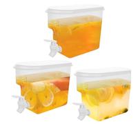 ZOFUN 3 Pcs Drink Dispenser with Tap, 3.5 L Fridge Water Dispenser with Tap Translucent, 25 x 17 x 11.5 cm Leak-Proof Juice Dispenser with Tap, Fridge Drinks Dispenser for Drink, Juice, Tea, Lemonade