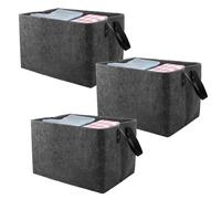 ZOFUN 3 Pcs Felt Baskets, 39 x 29 x 25 cm Large Log Baskets with Handle, Multipurpose Laundry Storage Baksets for Clothing, Magazine, Toys, Wood, Newspaper, Firewood