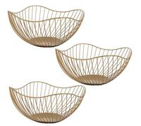 ZOFUN 3 Pcs Fruit Bowls, 26 x 10 cm Fruit Baskets for Kitchen, Gold Wire Fruits Bowls for Kitchen Vegetable Storage