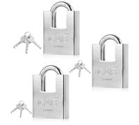 ZOFUN 3 Pcs Heavy Duty Padlocks, 5.8 x 8 cm 3 Keys Per Shed Pad Locks for Locker, Outdoor Padlock Weatherproof, Waterproof Padlocks for Warehouse, Container, Gym Locker, Garage, Shed, Fence