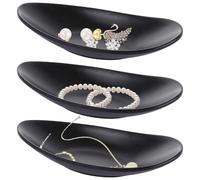 ZOFUN 3 Pcs Key Trays, 21.4 x 10.8 x 4.4 cm Key Bowl for Hallways, Frosted Black Key Dishes Decorative Trinket Dishes, Multi-purpose Oval Jewelry Trays for Entryway, Table, Home Dresser