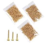 ZOFUN 300 Pcs M3 Brass Slotted Screws Set, Including Brass Wood Screw 20mm/16mm/12mm, Small Mixed Length Wooden Screws, Solid Pan Head Screw for DIY Craft Wodden Furniture Other Woodworking Projects