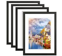 ZOFUN 4 Pcs A3 Picture Frames Wall Mount, Black Photo Frame for A4 &3 Print, Solid Wood Poster Frames with Papers Jam, A3 Photo Frames with Plexiglass for Photos Display
