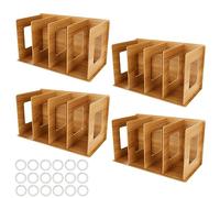 ZOFUN 4 Pcs CD Racks, 30 x 17 x 15 cm Desk Top CD Racks Easy to Assemble, 4 Sections LP Storage Racks, MDF Wood cd Storage Racks for cd DVD Books Magazines Storage