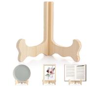 ZOFUN 4 Pcs Plate Stand for Disply, 16 x 11 cm Plate Holders Display Stands Triangles, Wooden Photo Frame Stand, Decorative Picture Frame Stands for Tabletop, Platter, Dish, Books, Plaque