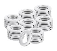 ZOFUN 50 Pcs Curtain Eyelet Rings 43 mm, 1.6 Inch Curtains Grommet with Clips Silently Move, Silver Plastic Curtain Spacers for Home Eyelet Curtains, Shower Window