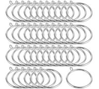 ZOFUN 50 Pcs Silver Curtain Ring, 45 mm Curtain Rings and Hooks, Steainless Steel Curtains Pole Rings for Most Kinds of Window, Home, Bathroom