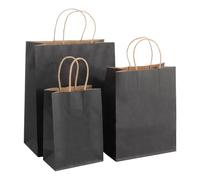 ZOFUN 60 Pcs Kraft Paper Bags, Small & Medium & Large Papers Gift Bag with Handles Twisted, Reusable Gift Bag Multipack, Reinforced Black Paper Bags for Party, Favor, Shopping, Business, Wedding