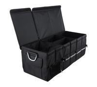 ZOFUN Car Boot Organiser 90 x 35 x 30 cm Black Extra Large, Car Boot Storage Box with Lid, Foldable Tidy Box for SUV Estate Van Groceries Tools Travel Gear