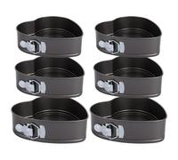 ZOFUN Heart Shaped Cake Tin Set - 20/22/24 cm Non-Stick Carbon Steel With Loose Base in Grey, 6 Pieces for Baking
