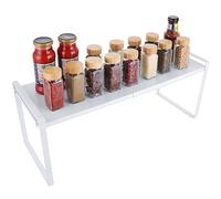 ZOFUN Kitchen Cupboard Shelves Expandable, 35 x 22 x 25 cm Tall Kitchen Cupboards Storage Shelf with 30 cm Expandable Range, Carbon Steel Cabinet Shelf for Cupboard Counter Top, White