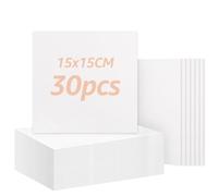 ZOFUN Pack of 30 Canvas for Painting, Canvas 15 x 15 cm, Canvas with Stretcher Frame, Mini Canvas Small Canvases for Acrylic, Oil Paints, Structured Paste, Beginner, Student, Artist