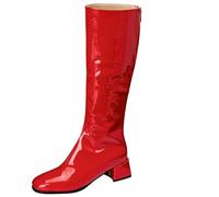 ZOGEER Women's Gogo Over the Knee High Boots Chunky Low Heel Tall Shoes | Luxury Patent Finish, Comfort 1.78in Chunky Low Heel, Full Back Zipper, for Party Disco 70s Costume,Fall Winter,Large Size