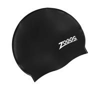 Zoggs Adult Silicone Swimming Cap with Embossed NonSlip Inner Surface Black One Size