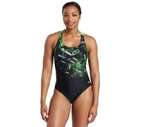 Zoggs Alloy Actionback Swimsuit - Black/Green - UK Size 8