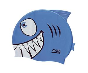 Zoggs Boys' Silicone Character Swimming Cap, Shark, up to 14 years UK