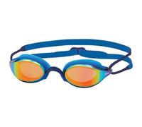 Zoggs Fusion Air Swimming Goggles Adult (Titanium Mirror Smoke Lens, Navy/Blue) Women, Men, Air-Filled Cushion Comfort Fit, Anti-Fog, UV Protection, Wide Vision with Interchangeable Nose Bridge