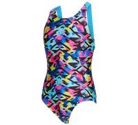 Zoggs Girls Neon Cracker Flyback One Piece Swimsuit Size: 34, Colour: Multicoloured
