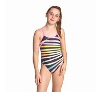 Zoggs Girls Palms U Back Swimsuit - Black/Multi-Coloured, 26 UK, 116cm, 6 Years