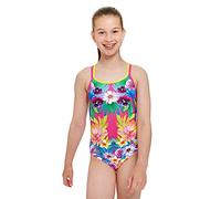 Zoggs Junior Girls Boho Duoback Swimming Costume with Slim Contrasting Dual Straps - Multicolour, 14-15 Years Children