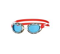 ZOGGS PREDATOR ADULT SWIMMING GOGGLES ANTIFOG LENS WHITE RED BLUE TINTED LENSES