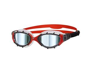 Zoggs Predator Flex Goggle, UV Protection Swim Goggles,Black/Red/Mirror, small