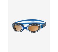 Zoggs Predator Flex Polarised Ultra Swimming Goggles Blue White with Orange Polarised Lenses - S