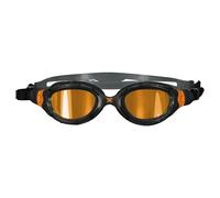 Zoggs Predator Flex Titanium Goggles, UV Protection Swim Goggles, Quick Adjust Swim Goggle Straps, Fog Free Adult Swim Goggle Lenses, Adults 3D Flex Ultra Fit, Grey/Black/Mirrored Orange - Smaller Fit