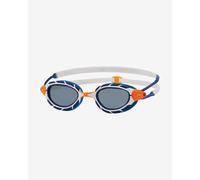 Zoggs Predator Swimming Goggles White Orange Blue with Blue Photochromatic Lenses - M
