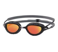 Zoggs Predator Titanium flex Goggles, UV Protection Swim Goggles, Quick Adjust Swim Goggle Straps, Fog Free Adult Swim Goggle Lenses, Zoggs Goggle, Ultra Fit, Grey/Black/Mirrored Orange - Regular Fit