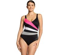 Zoggs Safari Leaf Wrap Panel Classicback Swimsuit - Black/Pink/Grey - UK Size 8