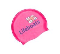 RNLI x Zoggs Silicone Swim Cap, Comfortable Adult Swimming hat, Non-Slip lining Adult Swimming Hat, Shaped Swimming Cap, Chlorine Beating Zoggs Swim Cap Pink (One Size)