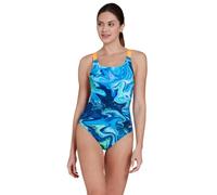 Zoggs Spatial Speedback Swimsuit - Blue/Orange - UK Size 6