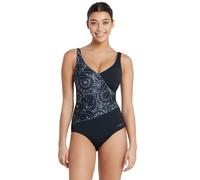 Zoggs Stellar Wrap Front Swimsuit - Black/White - UK Size 8
