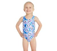 Zoggs Tots Girls Party Panda Actionback Swimsuit - Blue - Age 4