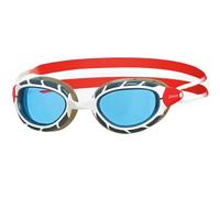 Zoggs Predator Adult Swimming Goggles, UV protection swim goggles, Pulley Adjust Comfort Goggles Straps, Fog Free Swim Goggle Lenses, Zoggs Goggles Adults Ultra Fit, Tinted, White/Red, Regular