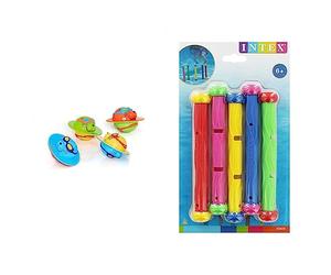 Zoggs Unisex Baby 4 Pack Kids Seal Flips Pool, Multicolour, One Size UK & Intex Summer Fun Swimming Pool Dive Sticks - 55504