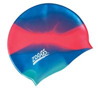 Zoggs Unisex Child Junior Silicone Multicolour Swimming Cap - Blue/Red/Aqua, 6-14 years