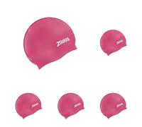 Zoggs Unisex Silicone Swimming Cap Pink One Size UK Pack of 5