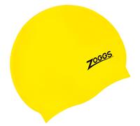 Zoggs Unisex Silicone Swimming Cap with Embossed Non-Slip Inner Surface, Yellow, Adult