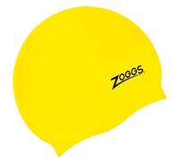Zoggs Unisex Silicone Swimming Cap with Embossed Non-Slip Inner Surface, Yellow, Adult