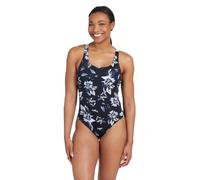Zoggs Womens Actionback Swimming Costume, Eco Fabric One Piece Swimsuit, Black/White, 34-inch/Size 10